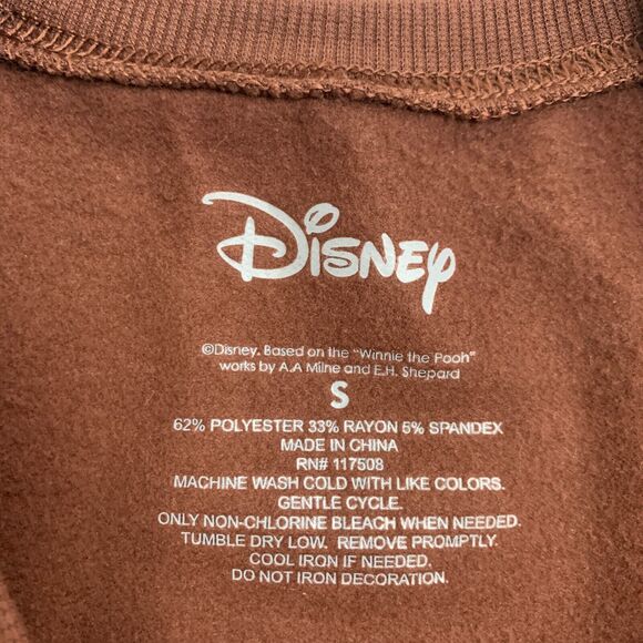 Disney Winnie The Pooh Sweater Womens S Brown Crew Neck Micro Fleece Pullover - Picture 8 of 12